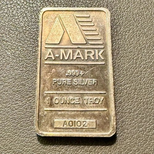 Vintage A-Mark 1 ozt 99.9% Silver Art Bar