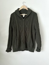 VTG 90s LL Bean Fisherman Organic Cotton Heavy Cable Knit Sweater Grandpacore