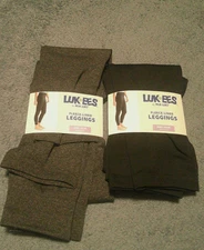 2 NEW LUK-EES  Womens Fleece-Lined Leggings Black /Grey 1X/2X