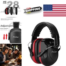 Noise Reduction Ear Muffs NRR 28dB Adjustable Sound Proof Headphones Red