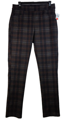 French Dressing Size 8 Pull-On Slim Leg Plaid Jeans Clay Preppy Academia NWT