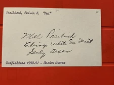 Mel Preibisch🔥MLB Debut: 1940 Boston Braves🔥 Autograph 🔥🔥🔥