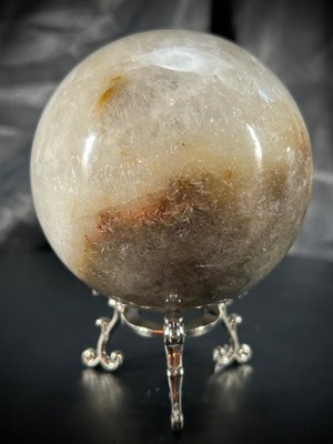 3'' Milky Lodolite Quartz Sphere With Metal Stand 1lb 6.1oz (626 grams) Druzy