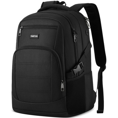 Black Laptop Backpack Lightweight School Work Bookbag Fits 17 Point 3 In