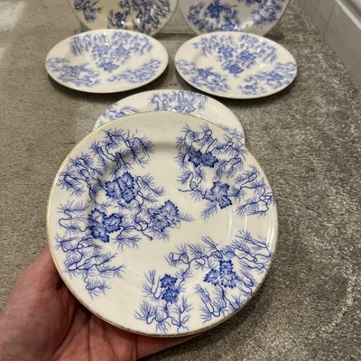Royal Worcester Vine Leaves & Seaweed Teeteller x6 18cm 1890er