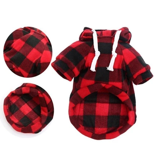 Pet Dog Hoodie Coat Jacket With Pocket Sweater Plaid Clothes Puppy Cat Outfits❤ - Picture 11 of 20