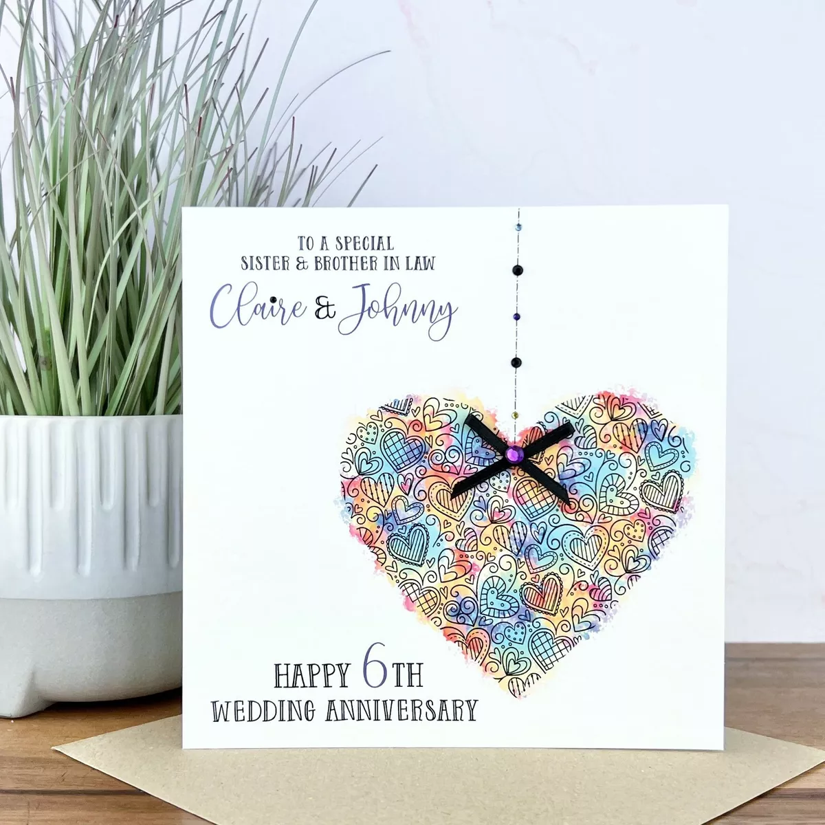 Personalised Handmade Wedding Anniversary Card, Friends, Daughter ...