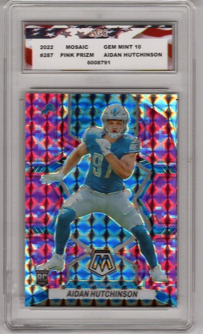 2022 Mosaic Pink Prizm #287 Aidan Hutchinson Rookie Card AGC 10