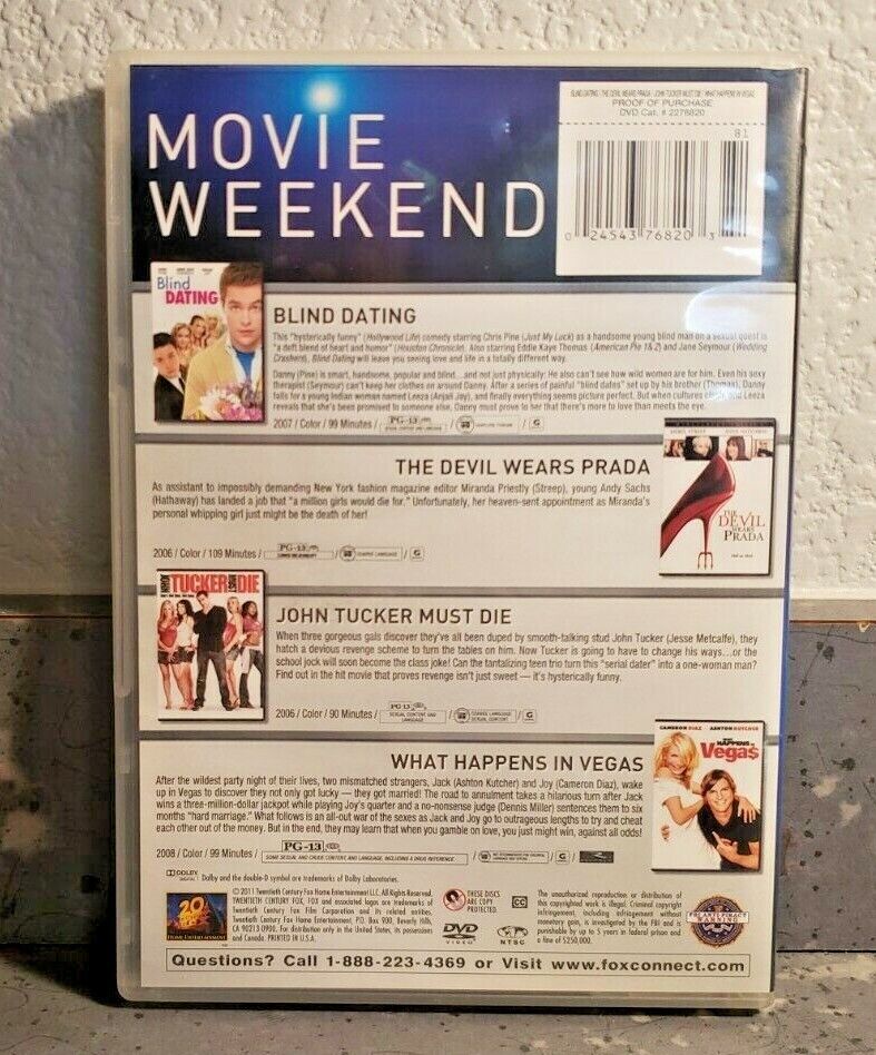 Movie Weekend 4 Feature Films (DVD) Titles Below Region 1 LN