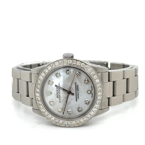 Rolex 31mm Oyster Perpetual 1ct Diamonds MOP Dial Steel Watch