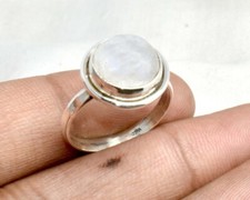 Natural Rainbow Moonstone Ring Anniversary Ring 925 Sterling Silver Promise Ring