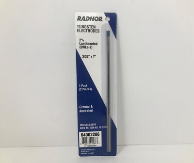 RADNOR 3/32'' X 7'' 2% Lanthanated Tungsten Electrode Ground (2 Per Package) New