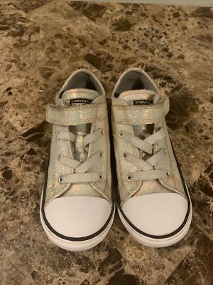 Converse All Star Low, Glitter,  Infant Size 10 Lace and Hook and Loop, 765982C