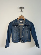 So Kohl's Blue Jean Denim Jacket Long Sleeve Button Front Young Girl's Medium