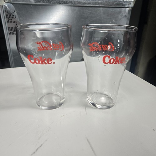 Coca Cola Coke Bell Shaped Glass 10 ounce Glassware Set of Two - Picture 2 of 2