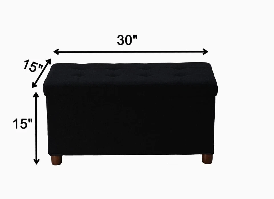 Ao Lei Storage Ottoman Black 30 x 15 x 15. New - Image 4 of 4