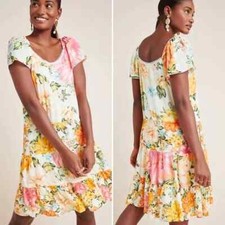 Anthropologie Farm Rio Size S Culebra Tiered Floral Babydoll Dress Cocktail