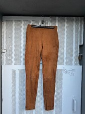 Polo Ralph Lauren Womens Lamb Suede Leggings Pants Ankle-Zip Skinny Brown Small