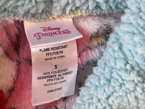 Disney Princess Soft Fleece Hooded Robe Girl's Sz 5 White Belle Ariel Cinderella - Picture 6 of 8