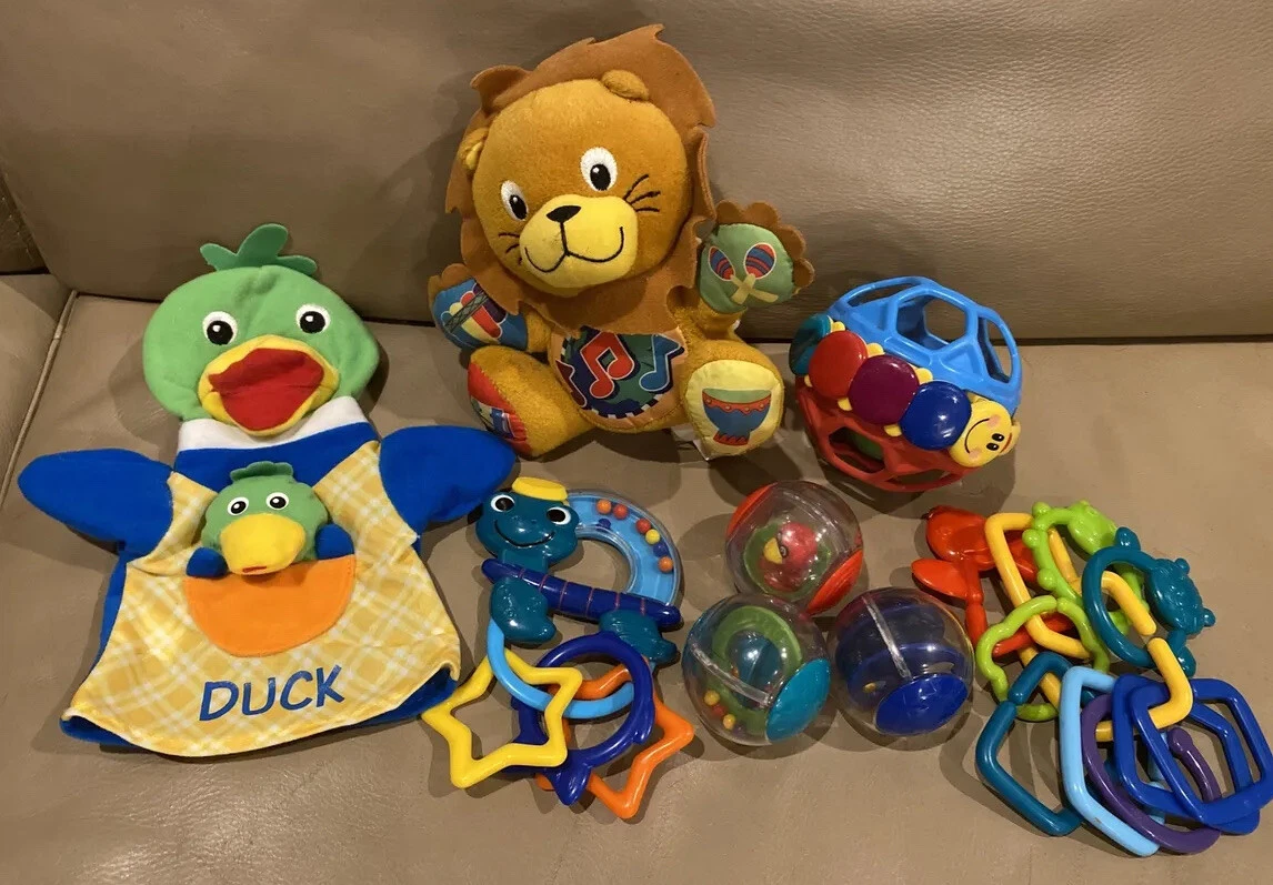 Baby Einstein Toys Lot Duck Puppet Roller Balls Bendy Teether Rings Lion Plush