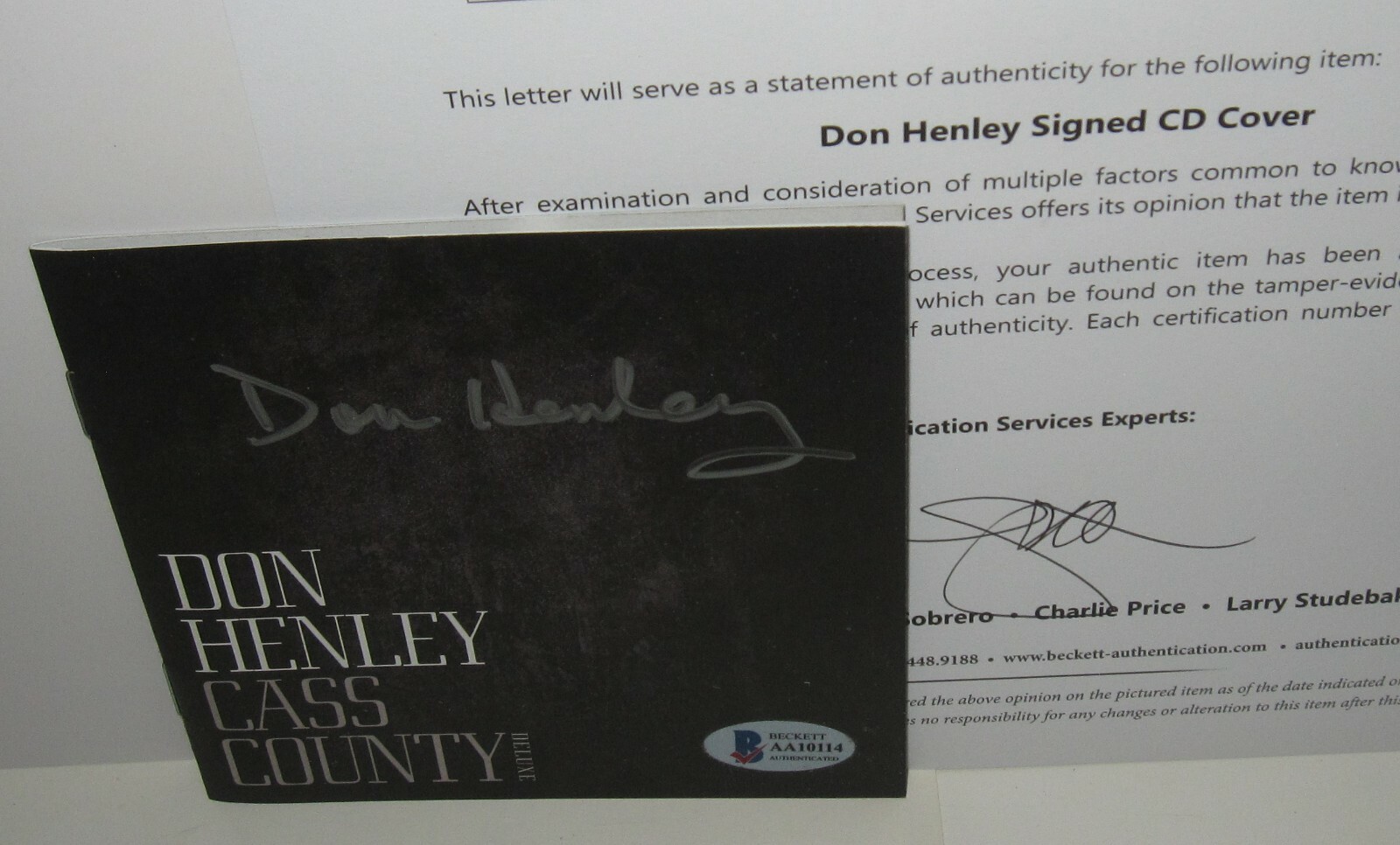 DON HENLEY SIGNED CASS COUNTY CD EAGLES CLASSIC ROCK AUTOGRAPH BECKETT LOA 
