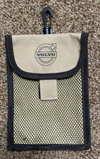 Vintage Volvo Mesh Pouch with revolving dog hook, flap, hook and loop