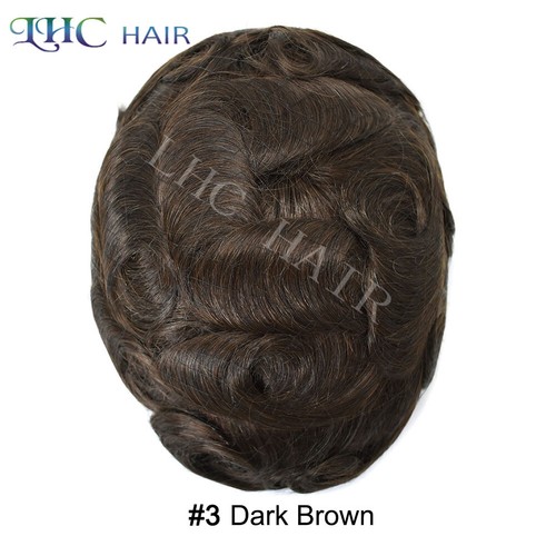 Thin Skin Mens Toupee Human Hair Replacement System V-looped 0.06mm PU Hairpiece - 第 30/86 張圖片