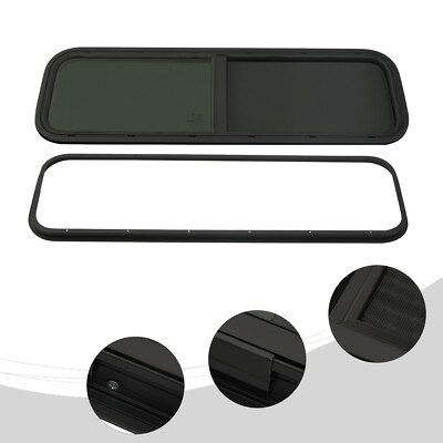 Camper RV Window 42'' X 12'' Horizontal Sliding Replacement Glass with Trim Ring