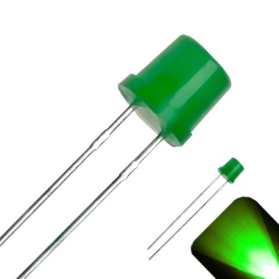 Diodă LED 5mm verde, superluminiscentă, 15000 mcd, 3V