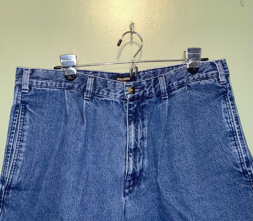 Vintage Dockers Khakis Jean Shorts Men’s 36 Blue Denim Pleated Dad Shorts 90s - Picture 2 of 10