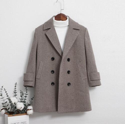 New Fall/ Winter Boys Woolen Jacket Kids Children Casual Thick Coat Outerwear - Imagen 3 de 14