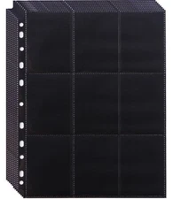 60 Pack 1080 Pockets Black Trading Card Sleeves Binder Sheets, Double Sided T...