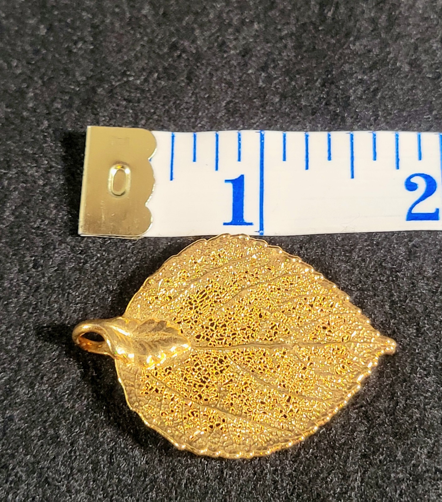 Vintage~Gold Dipped Leaf Pendant - image 4
