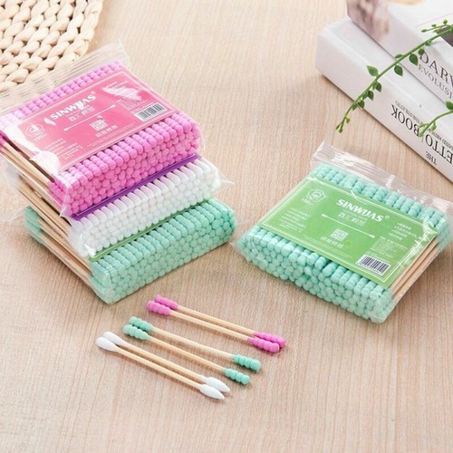 100PCS Baumwolle Tupfer Swab Applikator Q-Tips Doppel Spitze Holz Stäbe Ohr / - Bild 4 von 16