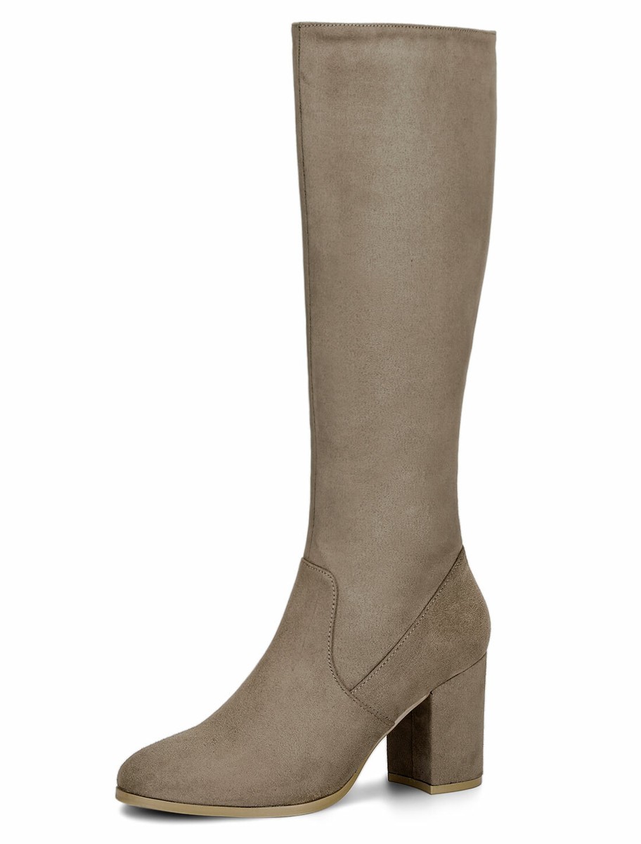 Allegra K Women's Zipper Chunky Heel Knee High Boots | eBay