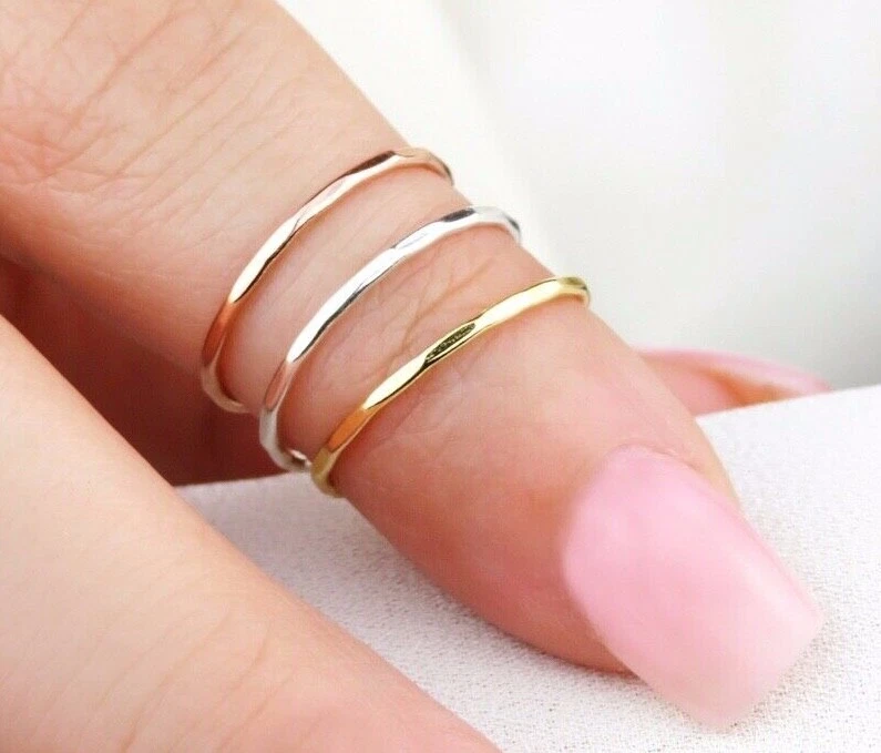 Simple Rings, Minimalist Ring, Rose Gold Stack Rings, Thin Gold Bands, Size 10 Woman Rings, Rings for Women, Thumb Ring | Bliss Ring