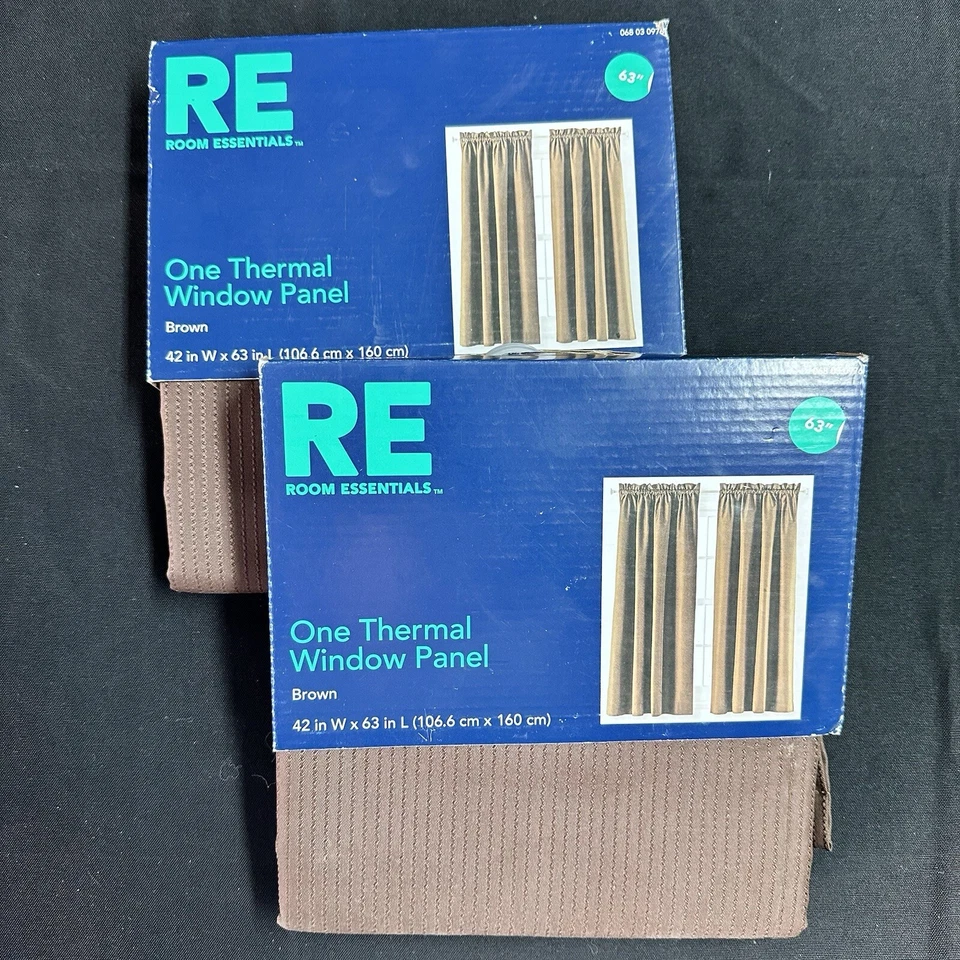 Room Essentials Window Panels (2) In Brown NEW 42W x 63L - Image 2 of 3