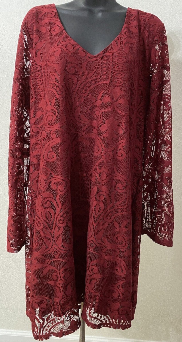 Maurices Women XXLARGE Lace Dress Knee Length Maroon