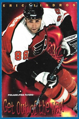 ERIC LINDROS PHILADELPHIA FLYERS ''GET OUT OF THE WAY'' COSTACOS 4x6'' MINI POSTER