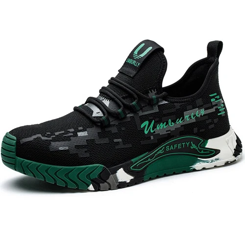 Scarpe Antinfortunistiche Uomo Sneakers da Lavoro Outdoor Punta Acciaio Lavoro Protettive Verde - Foto 8 di 17