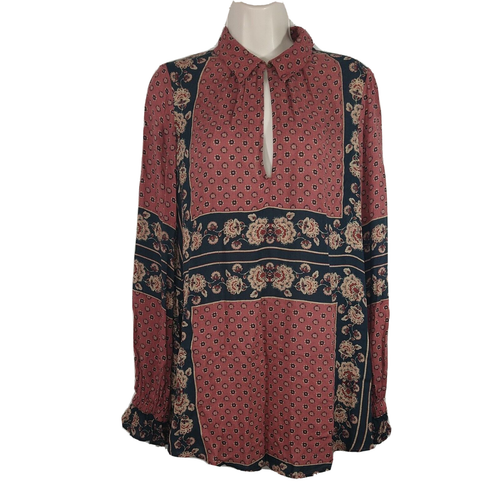 Free People Changing Times Tunika Top Boho Damen Gr. S Rose Rosa Schwarz Lang Slv