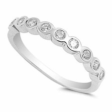 Women's 925 Sterling Silver Simulated Cubic Zirconia Wedding Band Ring