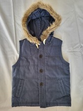Genuine Kids from Oshkosh 3T Navy Padded Vest, Faux Fur Hood, Buttons  Pockets