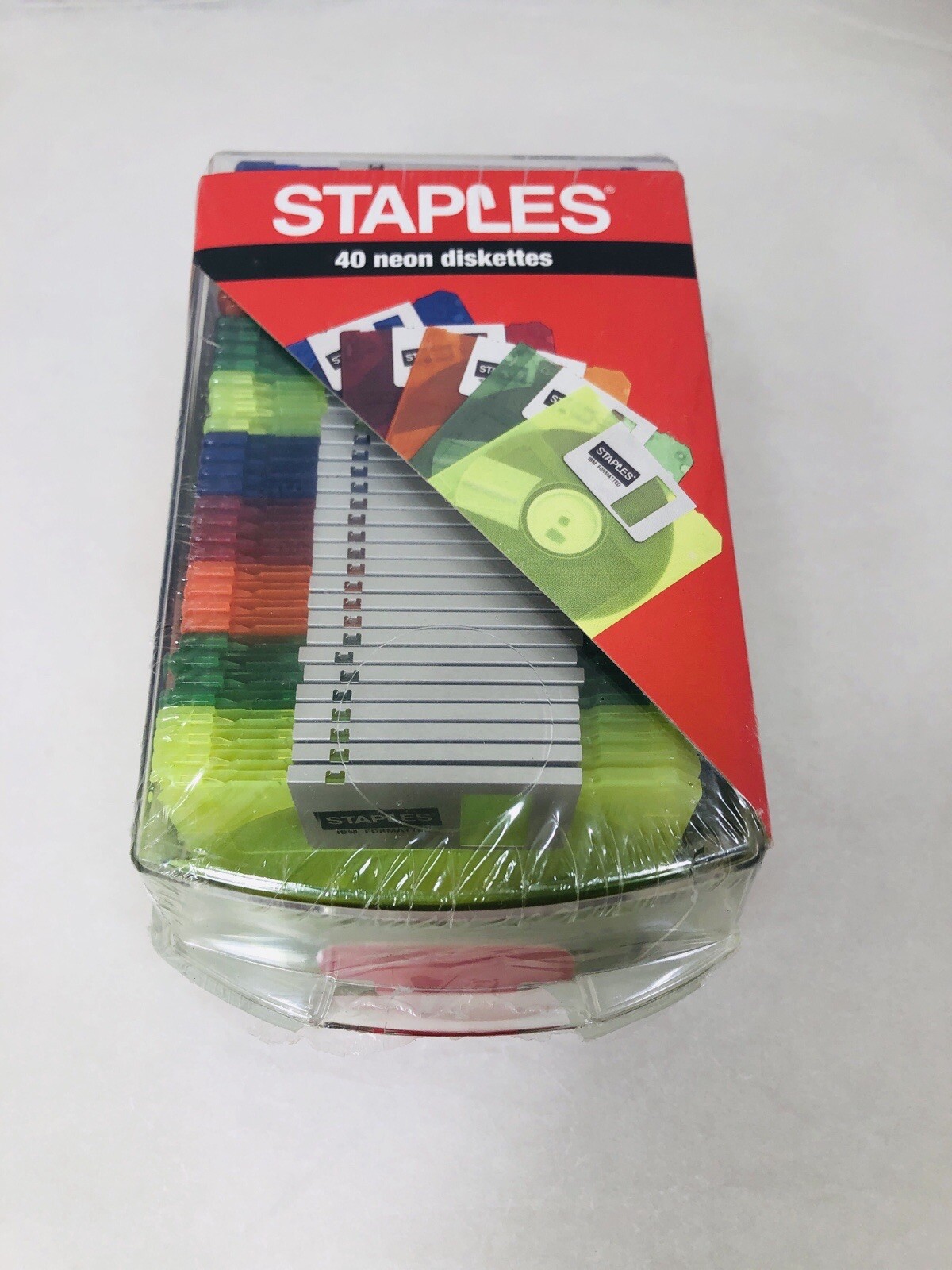 Staples Neon Colors Diskettes 40 Pack IBM 3.5
