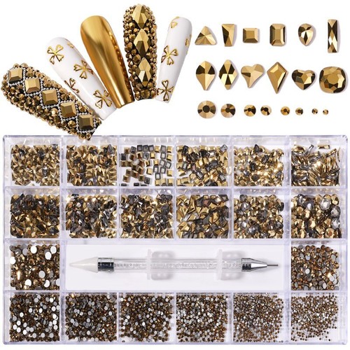 Nagel Strass Set Flatback 240 Stck. Legierung Charms Glas Schmuck Nagel Kristall Box - Bild 20 von 68