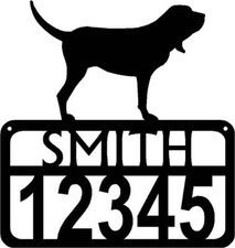 Bloodhound Personalized Dog Sign with Name & House Numbers - Made in USA