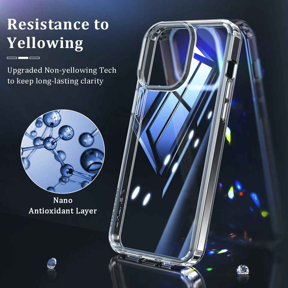 Funda híbrida rígida delgada transparente delgada a prueba de golpes para iPhone 15 Pro Max 14 13 12 SE 3 Foto 3 de 4