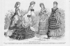 1870 FRANCE PARIS FASHIONS Ladies Dresses Costumes (118b)