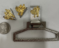 Vintage Square Dance Collar Clips Towel Holder Belt Clip- Silver Gold Tone