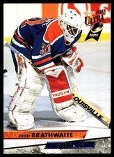 1993-94 Ultra #313 Fred Brathwaite Edmonton Oilers Rookie Hockey Card. rookie card picture